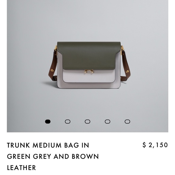 Marni Trunk Bag Medium in Green Gray and Brown Leather - Picture 3 of 7